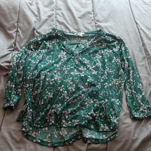 Green Floral Blouse